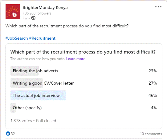 What part of the job search process do you find most challenging? - LinkedIn poll results